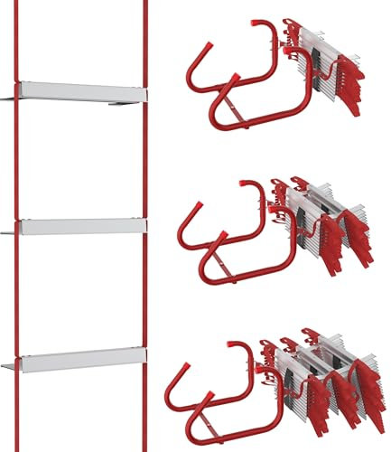 NAIZY Strickleiter Aluminum 4,5m Feuerfeste Rettungsleiter 12 Stufen Feuerleiter mit Einziehbarer Haken Hängeleiter zusammenklappbar Fluchtleiter MAX bis 450 KG