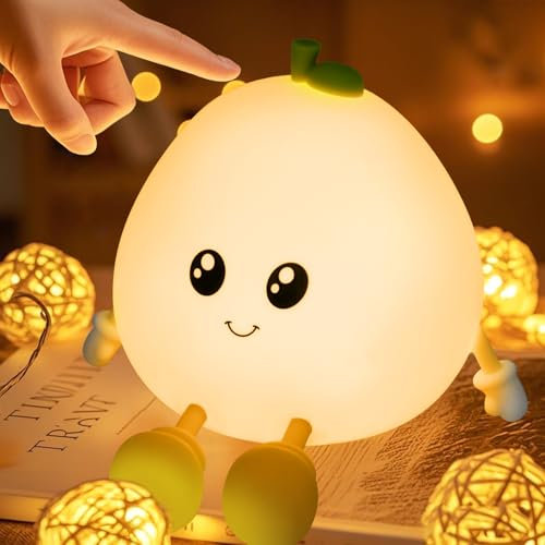 XUNIVERS Veilleuse Enfant Rechargeable Veilleuse Bébé Lampe, 3 Intensités Réglables LED Veilleuse Filles, Silicone Lampe de Chevet Tactile pour Enfants Adulte Chambre Décoration Nouveau-né,Cadeau