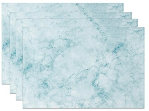 MIRRORANG Platzsets aus blauem Marmor, 45 x 30 cm, Ozeanblau, für Küche, Esszimmer, Heimdekoration, 4 Stück