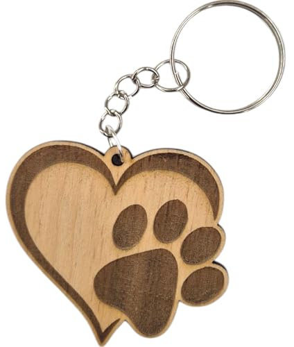 SEABUZZ Schlüsselanhänger Hundepfote im Herz - Schlüsselanhänger Hund - Herzen Anhänger - Schlüsselring für Schlüssel - Pfote Glücksbringer - Schlüsselorganizer - Lucky Charms Keychain Cute – Geschenk