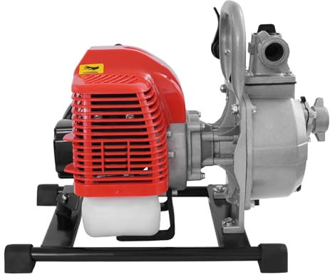 2-Takt Wasserpumpe Benzin Motorpumpe Gartenpumpe Teichpumpe Hochdruck GartenbewäSserung Pumpe 1.7HP 43cc 10m³/h 30m Förderhöhe 25mm Anschluss 2m Einlassrohr