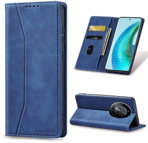 KIOTROUO Cover per Honor Magic 6 Lite Custodia Portafoglio, Flip Libro [Slot Schede] Premium Pelle PU Wallet Case con Porta Carte Slot, Magnetica, Funzione Supporto Case per Magic6 Lite, Blu
