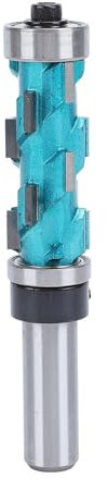 LOCADENCE Flush Trim Router Bit, 1/2 Shank Spiral Carbide Double Bearing Woodworking Trimming, 3/4in Dia 1-11/16in Cutting Length Flush Cut Trim Router Bit