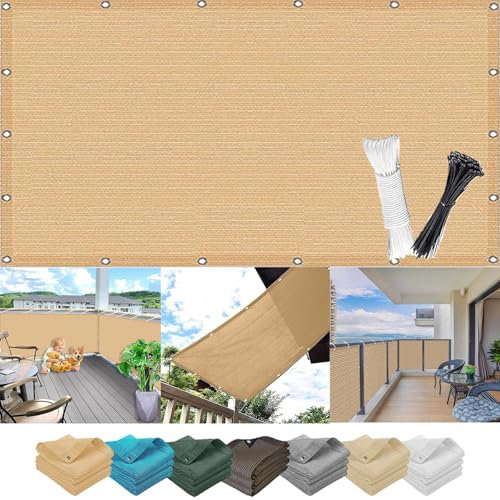 Balkon Gartenzaun Netz Netz 5,5 x 6,5 m UV-Schutz leicht transparent HDPE witterungsbeständig Anti Regen Sand Gelb ideal für Balkon Sichtschutz & Schutz