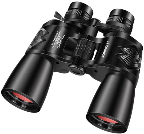 BORWOLF 10–30 x 50 hohe Vergrößerung, HD, großer Zoom, 10-30-fache Vergrößerung, Weitwinkel-Fernglas für Jagd-Teleskop