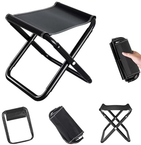 Camping Hocker,23.2cm Tragbarer Klapphocker,Leicht Sitz Falthocker | Mini-Klapphocker,Campinghocker mit Aufbewahrungsbeutel, für BBQ, Camp, Reisen, Wandern, Beach, Garden, Angeln