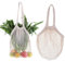 ZORVUJI Borsa Rete 2 Pezzi Riutilizzabile in Cotone, Borsa Rete con Manico Lungo per Frutta e Verdura, Borsa Rete Beige