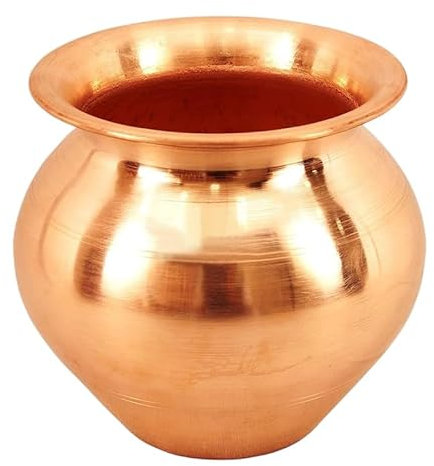 INDIAN MODERN ART Pure Copper Kalash | Tambe Ka Lota for Drinking Water & Pooja Use – 150g | 7.5 x 7.5 x 7 cm – Traditional Copper Pot for Home & Temple