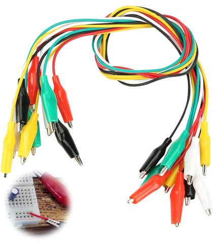 Huybaa 10 Cables con Pinza de Cocodrilo, Cables de Medición de 50 cm, Alligator Clip Wire Test Leads Set, Pinzas de Prueba de Cables para conexión de Prueba de Componentes Electrónicos y Automóviles