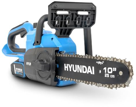 Hyundai Cordless Chainsaw, 25cm Bar, 20V Li-Ion Battery, 4Ah, 30 Min Runtime
