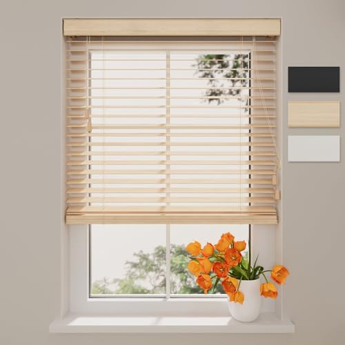 DTCH® Holzjalousie innen, Natur, 80 x 240 cm | 50mm Lamellen, nachhaltiges Holz, Sicht- und Sonnenschutz, Lichtregulierung, Breiten bis 250 cm, kindersicher