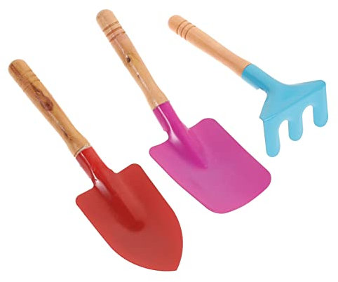 FUNNETOYU 3 Piezas Herramientas de Jardinería para Juguete de Playa y Rastrillo y Palas Mango para Exterior y Actividades Infantiles