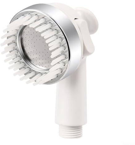 Pommeau de douche massant sous pression pour lavabo, baignoire, évier de cuisine avec tête de brosse en polypropylène double mode de décharge d'eau à un bouton d'arrêt en matériau ABS 12 x 6,5 cm