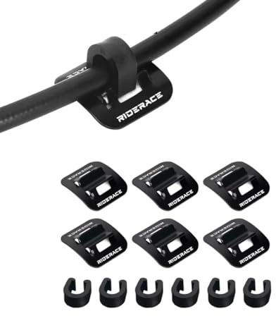 HOUSON 6-Pack Aluminum Bicycle Cable Holders | Adhesive Film & Plastic Clips | for Brake & Shift Cables | Universal for MTB/Road Bikes