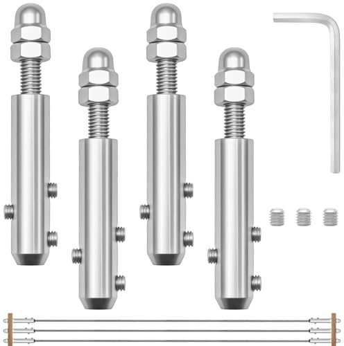 ZHIYUQL® 4 piezas de tensor de cable de acero inoxidable, fundas terminales de cable de alambre tensor de 6 mm, juego de tensor de cable de acero para cuerdas de alambre de 6 mm, terminal tensor para