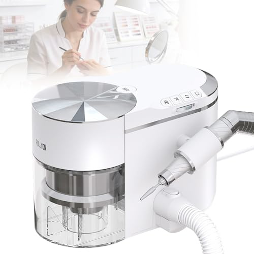 SUYUDD Aspirateur À Ongles Professionnel, Ponceuse pour Ongles 2-en-1 avec Aspirateur Intégré ≤68dB Silencieux avec Flexible D’Extension Long