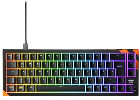 Cherry XTRFY K5 Pro TMR Compact, Gaming-Tastatur, Deutsch QWERTZ, Schwarz | Kabelgebunden (USB-A), Magnetische Anpassbare MK CRYSTAL Switches, Hot-Swap, Rapid Trigger, SnapKey, Schalldämpfung, 8000 Hz