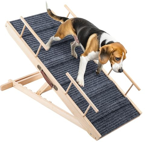 PetHot Hunderampe Klappbare Hunderampe aus Holz HöHenverstellbar 30-60cm rutschfeste Haustiertreppe Für Hunde Und Katzen Hunderampe Klappbar HöHenverstellbare Haustiertreppe rutschfeste Rampe
