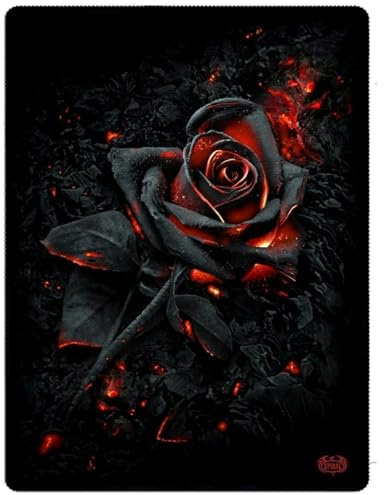 Spiral Direct Fleece Burnt Rose Blanket (200cm x 150cm) (Black/Red)