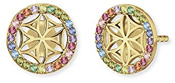 Engelsrufer Damen Ohrringe Lebensblume Multicolor aus vergoldetem Sterling Silber - Steckverschluss - besetzt mit 45 multicolor Zirkonia Steinen - nickelfrei - 10mm