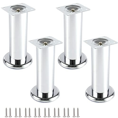 MixDora Lot de 4 pieds de meuble pour pieds de canapé Chromé 150 mm