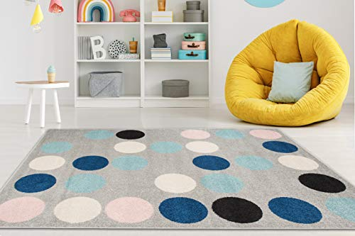 Carpeto Rugs Teppich Kinderzimmer Junge Mädchen - Kinderteppich für Spielzimmer Jugendzimmer - Viele Farben und Größen Pastellfarben Grau Türkis 80 x 150 cm