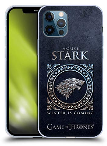 Head Case Designs Officially Licensed HBO Game of Thrones Stark Metallic Sigils Gel Case [Military Grade Protection] Compatible with Apple iPhone 12 / iPhone 12 Pro and Compatible with MagSafe