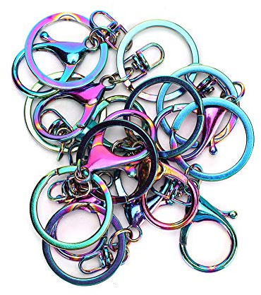 Oumefar Colorful Metal Swivel Clasps Key Ring Clips , Lobster Clasp Key Ring Lanyard Snap Hook Colorful Iron Key Chain Clips DIY Bag Purse Jewelry Supplies 9pcs