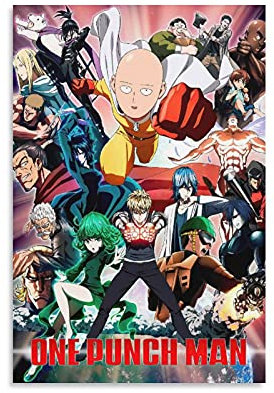 GNKIO One Punch Man Anime Poster 1 Leinwand Kunst Poster und Wand Kunst Bild Druck Moderne Familie Schlafzimmer Dekor Poster 12x18inch(30x45cm)