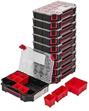 10x Sortimentskasten Kleinteilemagazin mit Transparent Deckel Sortierkasten Sortierkoffer Werkzeugbox Sortimentskoffer Kasten mit herausnehmbaren Fächern