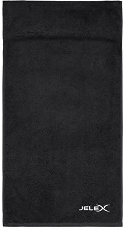 JELEX 100FIT Fitness Handtuch aus Baumwolle, mit Antirutsch-Schutz und Reißverschlusstasche aus Mesh-Material. Maße: 90 x 45 cm, in Schwarz, Royalblau, grau, türkis, armygrün und rosa (Schwarz)