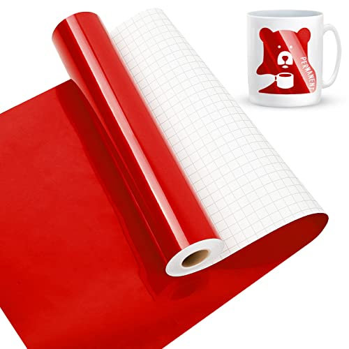 Lya Vinyl Rouleau de Vinyle Permanent pour Cricut, Silhouette Cameo - Rouge Brillant, 30.5 cm x 4.5 m - Pour Extérieur et Décoration de Fête