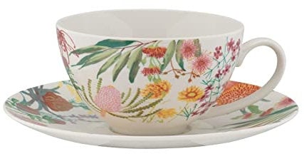 Maxwell & Williams II0197 Native Blooms Tasse mit Untertasse aus Porzellan, Mehrfarbig, 400 ml