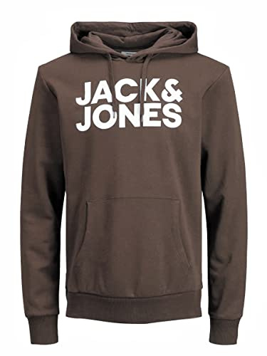 JACK & JONES Men’s Logo Hoodie, XXXL Brown