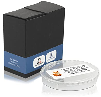stempel-fabrik – Adressaufkleber mit Wunschtext personalisieren – 250 Stück Klebeetiketten á 60 x 30 mm für Briefe, Bücher & Co – selbstklebende Adressetiketten im Spenderkarton (Fuchs)