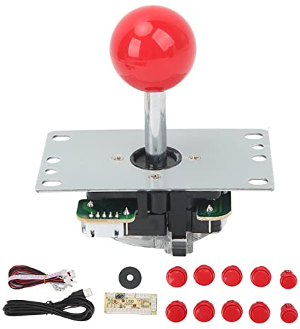 Buttons und Joysticks DIY Kit, 2 Spieler Gamepad DIY Ersatzteile, USB Controller Computer Rocker Game Stick Joysticks mit Steuerchip (Rot)