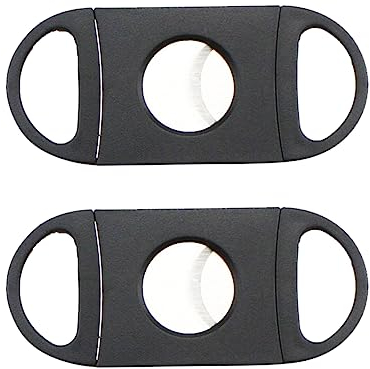 Fezf 2 pièces Plastique Coupe Cigare,Ciseaux Coupe Cigare Cigarette de Poche Double Guillotine en Acier -Noir