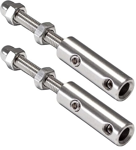 PRIOstahl Terminale a vite per fune metallica con perno filettato, 2 pezzi per fune metallica da 4 mm fino a 6 mm, per il fissaggio di funi metalliche, antiruggine in acciaio inox V2A