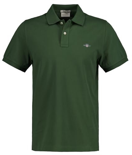 GANT Men's Reg Shield SS Pique Polo Shirt, Pine Green, M