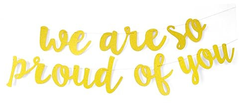 jojofuny Abschlussbanner mit Aufdruck Wir Sind Stolz Dich Partydekoration aus Hochwertigem Papier Abschlussfahne für Schulabschlussfeiern Girlande für Wände und Fenster Drinnen und Draußen