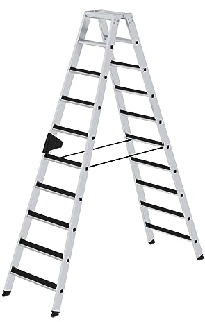PROREGAL Stufen-Stehleiter | beidseitig begehbar mit Clip-Step | 2x10 Stufen | Leiter, Teleskopleiter, Trittleiter, Bockleiter, Sprossen-Doppelleiter