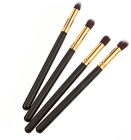 FRCOLOR 4pièces Set De Pinceaux Pour Yeux Noir Et Or Pinceaux De Maquillage Pour Ombres À Paupières Blush Et Fond De Teint Outil Cosmétique Portable