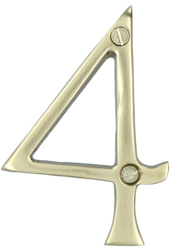 Brass House Number 4 Door Sign 70mm Plaque Street Home Address Mail Letter