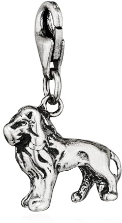 NKlaus Anhänger Löwe 925 Silber, antiker Charm für Damen, 13x16mm, 1 Stück | Gewicht: 3,2g