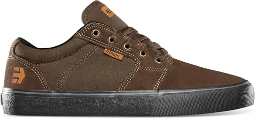 Etnies Barge LS – Classic Skate Look, Slim Vulcanized Silhoutte, Hefty Armored Collar, Reinforced Vulc - Brown/Black - 6,5