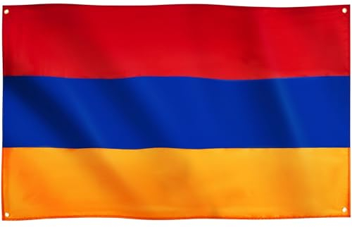 Runesol Armenien Flagge, 91x152 cm, 4 Ösen, eine in jeder Ecke, Armenische Nationalflagge, Trikolore Premium-Flaggen für drinnen und draußen, Fahne, lebendige Farben