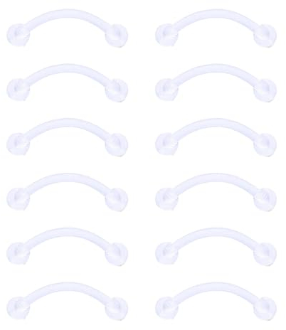 Besyvvin 12er Plastik Piercing Lippe Nase Augenbrauen Bauchnabel Helix Ring 1,6mm 6mm Curved Barbell Fleixbeler Kunststoff Piercing