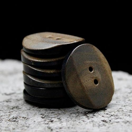 ZAZUZU 10 Stück 14/18/20/25/30 mm große Retro-Knöpfe aus echtem Horn Anzug-Set 100% Büffelhornknöpfe 2 Löcher runde Mantelknöpfe zum Basteln