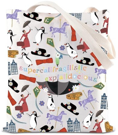 FOTAP Mary Popp Tragetasche, Superkalifragilistischer Regenschirm, Poppins, Handtasche, Mary Popp Broadway, Musikgeschenk, Mary Movie Schultertasche (Super T)