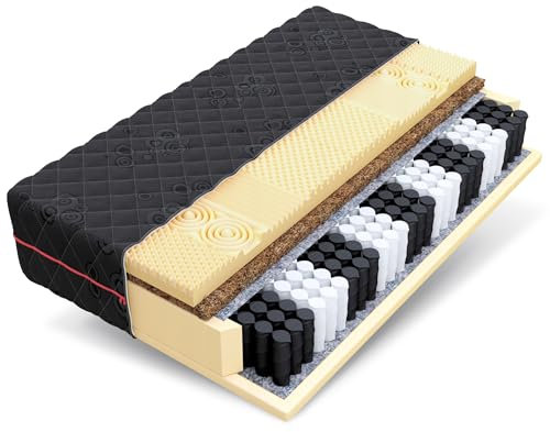 FDM Dark Matratze 90x200 cm Kaltschaum Taschenfederkern Höhe 24 cm Härtegrad H3 Kokos HR-Schaum Öko-Tex Allergikergeeignet Jacquard Bezug waschbar